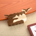 Goat-shaped acetic acid hair claw clip in dark brown and cream white finish - Cow 10.3cm