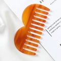 Peine de pelo con púas anchas de carey ámbar y mango artístico con forma de mariposa - Coffee Amber