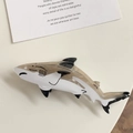 Macro view of a shark-shaped hair claw clip made of marble-textured acetate material - 6# Gray Shark 15cm