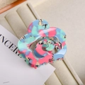 Elegant floral hair claw clip with colorful marble pattern and pink acetate finish - 6.5cm / Blue