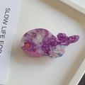 Macro detail of whale-shaped acetate hair claw clip with purple marble texture pattern - 8.1cm / Purple Whale
