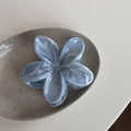 Blauer Haarklammer in Blumenform mit Marmorierung aus hochwertigem Harz-Acetat - Tuschetextur-Blaue Blume (Klein)