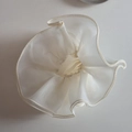 Elegant white layered organza scrunchie with soft mesh ruffles for ponytails - Beige / 18cm