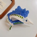 Macro detail of swordfish shaped hair claw clip made of glossy blue acetate material - Sturgeon Style / 9.5CM / Blue