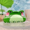 Cute green frog hair claw clip with water droplets on a wavy glass surface - Frog Style (8cm)
