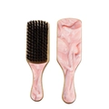 Ensemble de brosses à cheveux roses à texture marbrée avec base en bambou - Motif Nuage Rose Chair (Style E)