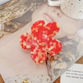 Pince à cheveux fleur élégante en acétate marbré rouge et jaune pour femmes - Jaune Tropical