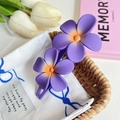 Detail of purple plumeria hair clips with matte finish and orange gradient center - 3# Purple 10.5cm