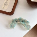 Detail einer blauen Acetat-Haarklammer mit silbernen Drachenmustern und Strasssteinen - Hellzyanes Marmormuster(2#Cyan)