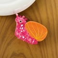 Top view of a cute snail-shaped hair claw clip in pink and orange acetate finish - 1# Snail (Approx 8.2*5cm)