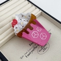 Detail shot of a sweet ice cream cone hair claw clip with pink and chocolate acetate finish - Pink Sundae Cup (6#)