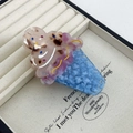 Detail of ice cream scoop hair claw made of premium acetate with marble texture - Marbled Ice Cream Scoop (5#)