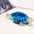 Eleganter Haarklammer Schildkröte mit blauem Marmormuster und goldenen Details auf der Schale - Blaue Schildkröte