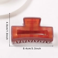 Detail view of large hair claw clip with measurements 8.4cm length and 4.8cm height - Coffee Tortoise Shell (Medium)