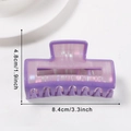 Detailed size view of the purple and pink hair claw clip showing 8.4cm length - Deep Purple (Medium)