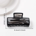 Detail view of square marble pattern hair claw clip with 8.4cm length measurement - Ink Pattern (Medium)