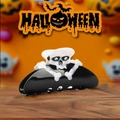 Detailansicht der Acetat-Haarklammer mit Totenkopf und Strasssteinen für Halloween-Styling - Schwarz Totenkopf Stil
