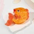 Elegant goldfish shaped acetate hair claw clip with orange gradient and fish scale texture - 10.5cm / Orange