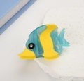 Blue and yellow tropical fish acetate hair claw clip with silver rhinestone eye detail - Clownfish