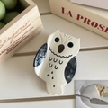 Dettaglio di un vassoio per gioielli a forma di gufo in ceramica bianco crema - 3# Gufo 8cm