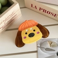 Dettaglio dall'alto di una simpatica molletta per capelli a forma di cane in acetato - 1# Cane dei cartoni animati 8cm