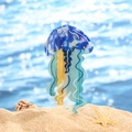 Molla per capelli a forma di medusa in acetato blu e giallo su sfondo sabbioso - 9.7*5.2cm / Blu