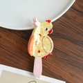 Elegante pinza per capelli a forma di uccello in acetato giallo perlato e rosa - Pappagallo Giallo