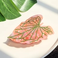 Pink marble acetate leaf hair claw clip with green veins for women hair accessory - Pink-9.9CM