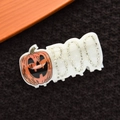 Detail of Halloween hair claw clip with orange pumpkin and BOO rhinestone inlay - Pumpkin And Rhinestone BOO Style / 10cm