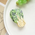 Detail of cabbage-shaped acetate hair claw clip with green leaf texture and gloss - Yellow-Green Cabbage (8.5cm)