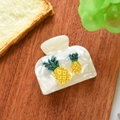 Elegante pinza per capelli in acetato bianco crema con grazioso design a ananas giallo - Stile Ananas