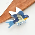Blau-weiße Schwalbe Haarklammer aus glänzendem Acetatharz mit stabilen Zähnen - 9cm / Blau Schwalbe