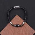 Men's fashion braided leather bracelet with tiger eye stones and magnetic clasp - Magnetic Stone Style (BMB-0096)