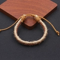 Pulsera artesanal de cuerda de cáñamo y cuero marrón con cierre de cordón ajustable - Naranja (BN-0021-Naranja)