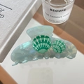 Pinza per capelli in acetato azzurro con motivi a conchiglia per acconciature eleganti - L / Stile Conchiglia Blu Pallido Madreperla