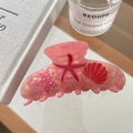 Pink acetate sea star hair claw clip with red shells and glossy finish for women - 9# Red Starfish Style
