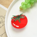 Pinza para el pelo con forma de tomate rojo en acetato brillante y detalle de hoja - Tomate Rojo Brillante (6.5cm)