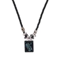 Vintage 12 constellations pendant necklace with black woven rope and zodiac charm - Gemini