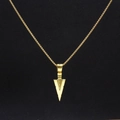 Collar hip hop vintage para hombre con colgante de punta de flecha y cadena box - Colgante Triángulo Dorado + Cadena Normal