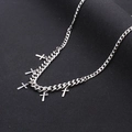 Collana a catena cubana argento con cinque piccoli ciondoli a croce stile punk urban - Collana Con Nappa a Croce