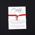 Handmade woven heart magnet couple bracelets set on minimalist gift card for lovers - Red White Rope Red Steel Magnetic Heart