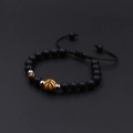 11mm basketball bracelet with matte black beads, tiger eye stone and adjustable cord - Basketball Black Matte Tiger Eye Style (BNS-0590-篮球+黑磨砂+虎石)