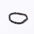 Elastic volcanic stone beaded bracelet set with dark wood spacers for men and women - Black Lava Stone Wood Spacer Style (BNS-0591-款式二)