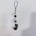Colgante artesanal de carpa koi negra y estrella plateada para bolso o móvil estilo chino - Cadena para teléfono / Pez Koi Negro (KC-0101)