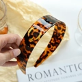 Fashionable leopard print headband with gold moon and star patterns for women - Leopard Tortoise Texture (Length 37.5*Width 3.3)
