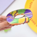 Hohlförmige Haarklammer mit bunten abstrakten Graffiti-Mustern und glänzender Oberfläche - 8.8cm