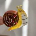Colorful snail-shaped hair claw clip made of acetic acid with polka dots and patterns - Large / Coffee Yellow Snail