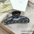 Detail view of large marble bat hair claw clip with silver glitter and dimensions - Gray Glitter Bat Pattern