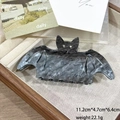 Dark bat hair claw clip with marble texture acetate for Halloween hairstyles - Gray Marble Bat Shaped
