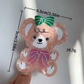 Pinza per capelli a forma di orso rosa marmorizzato con fiocco verde, 6,5 cm x 9 cm, stile - Stile Orso Rosa / Grande / Rosa